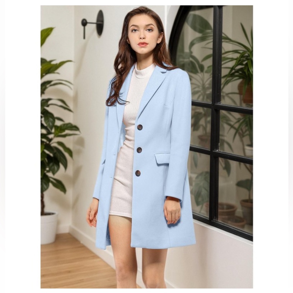Allegra K Women's Sky Blue Blazer Coat